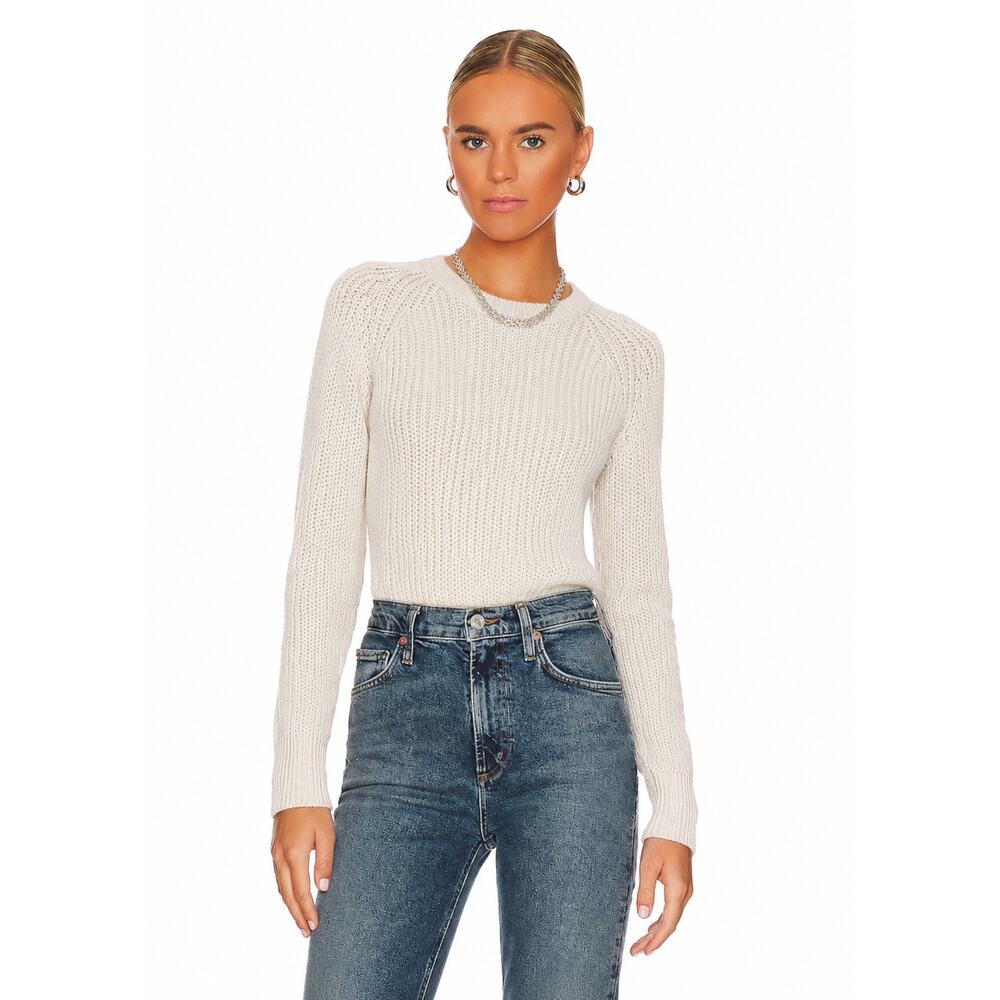 White + Warren Cashmere & Silk Open Knit Luxe Crewneck, in Ivory, Med